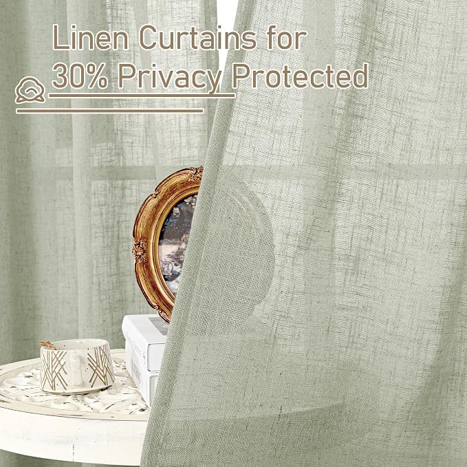 LAMIT 95 Inches Long Sheer Linen Curtains - Image 6