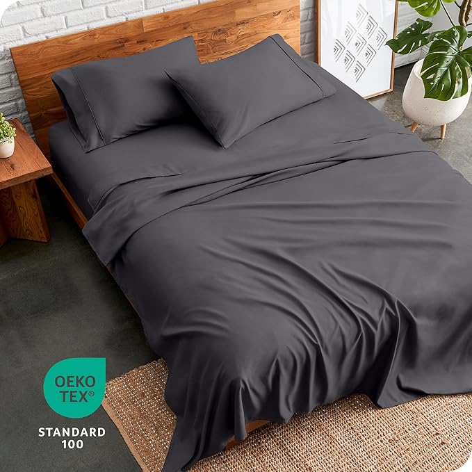 Bare Home California King Sheet Set - 1800 Ultra-Soft Microfiber Cal King Bed Sheets - Double Brushed - Deep Pockets - Easy Fit - 4 Piece Set - Bed Sheets (California King, Forged Iron Grey)