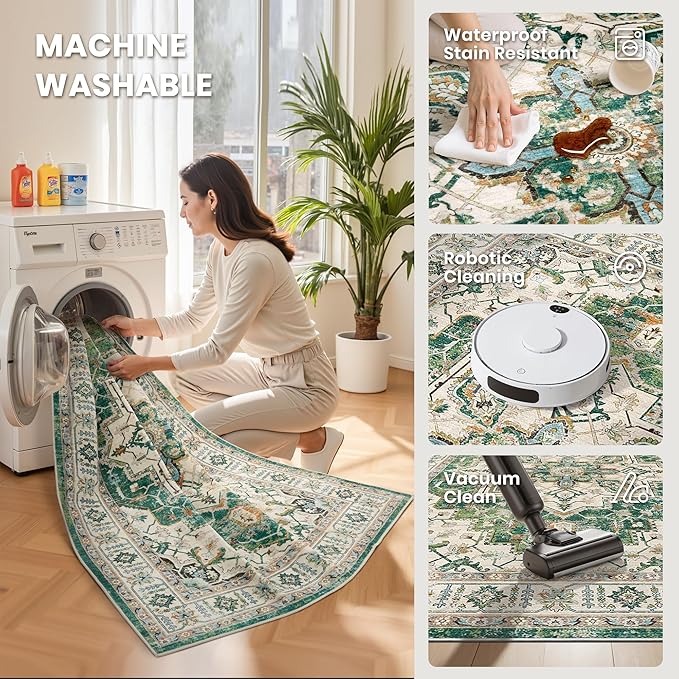 zesthome 8x10 Area Rugs, Stain Resistant Washable Rug, Ultra-Thin Rugs - Image 5