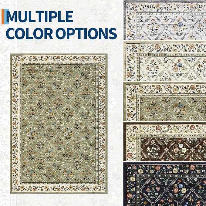 GarveeHome 8x10 Washable Large Living Room Rug Water Resistant Distressed - Image 8