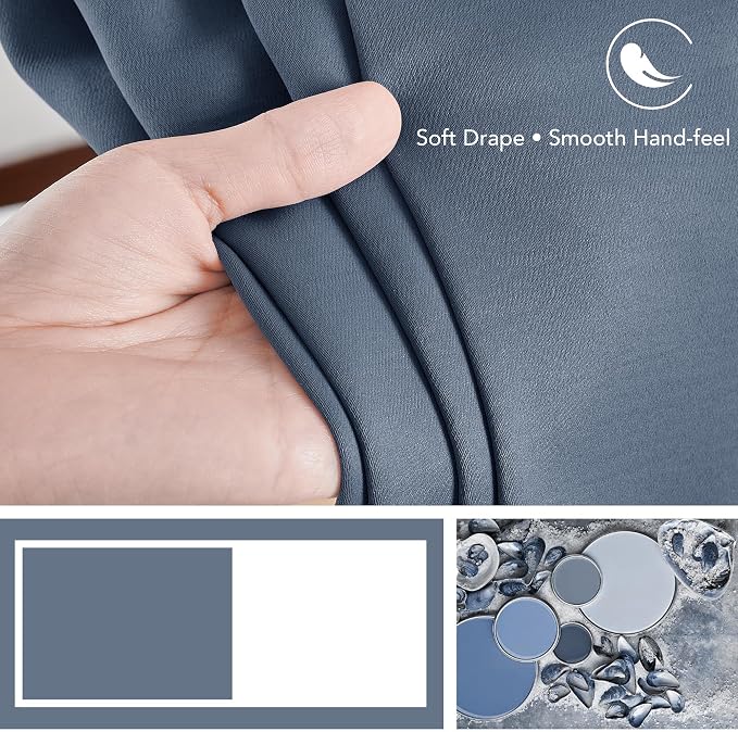 Deconovo Blackout Curtains, Thermal Insulated, W52 x L63 2 Panels, Back Tab - Image 7