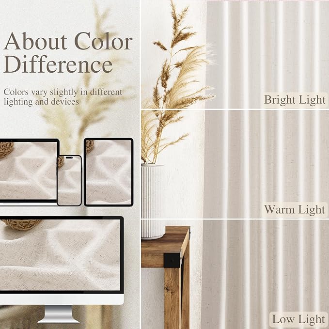 Beige Flax Linen Curtains 84 inches Long - Image 4