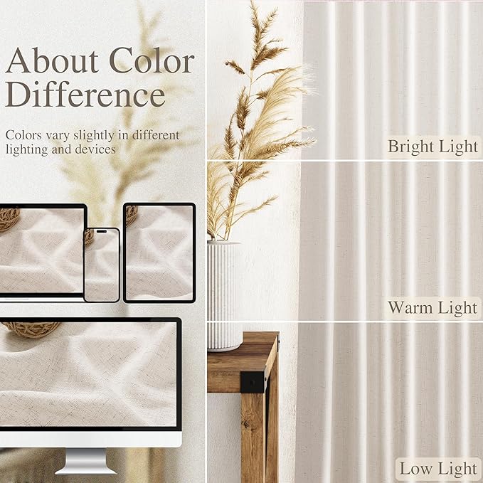 Beige Linen Curtain 96 inches Long - Image 4