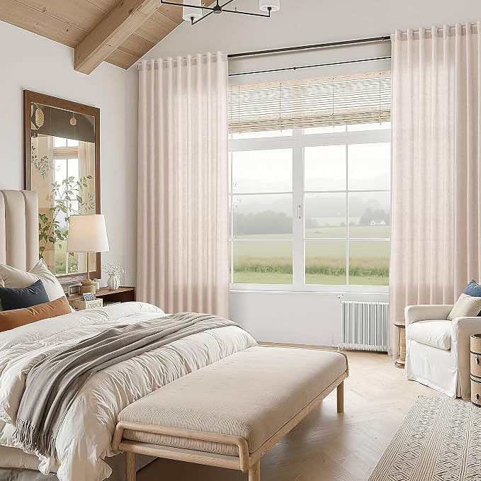 Nanspring Natural White Linen Curtains 102 Inches Long - Image 7