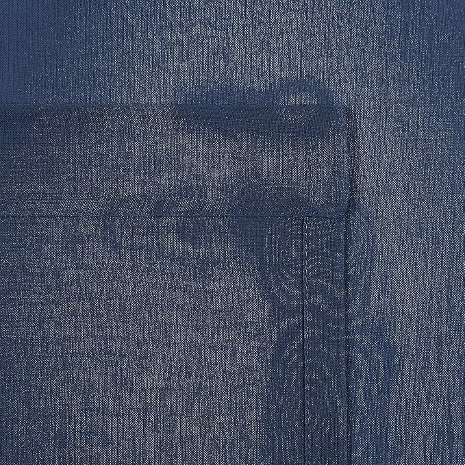 DWCN Navy Blue Sheer Curtains Semi Transparent Voile Rod Pocket Curtains - Image 4