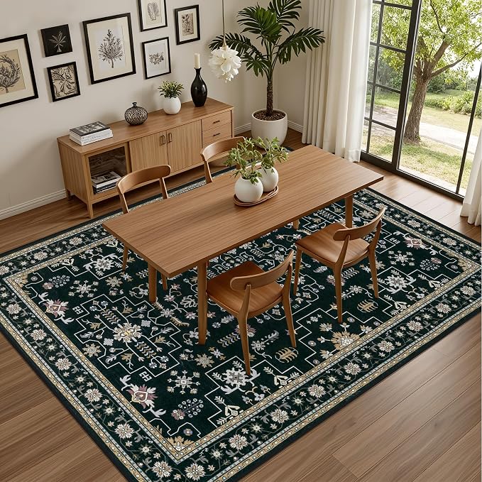 3x5 Area Rugs Living Room Rug: Washable Vintage Boho Medallion Rug No Slip - Image 4