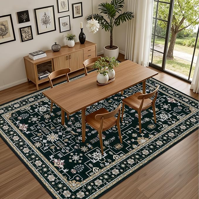 4x6 Area Rugs for Living Room: Washable Rug Soft Vintage Boho Medallion Carpet - Image 4