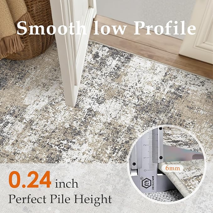 PureCozy 2x3 Abstract Area Rug Brown Washable Modern Entryway Carpet Non Slip - Image 3