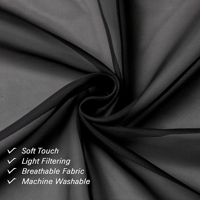 Lecloud 36 Inch Black Curtains Sheer Tiers - Image 4