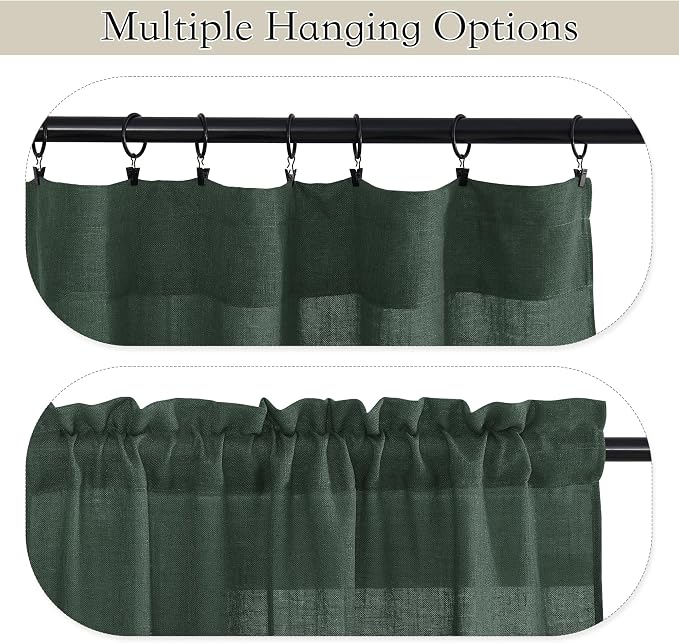 RYB HOME Cafe Curtains 24 inches Length, Linen Sheer Short Curtains - Image 3