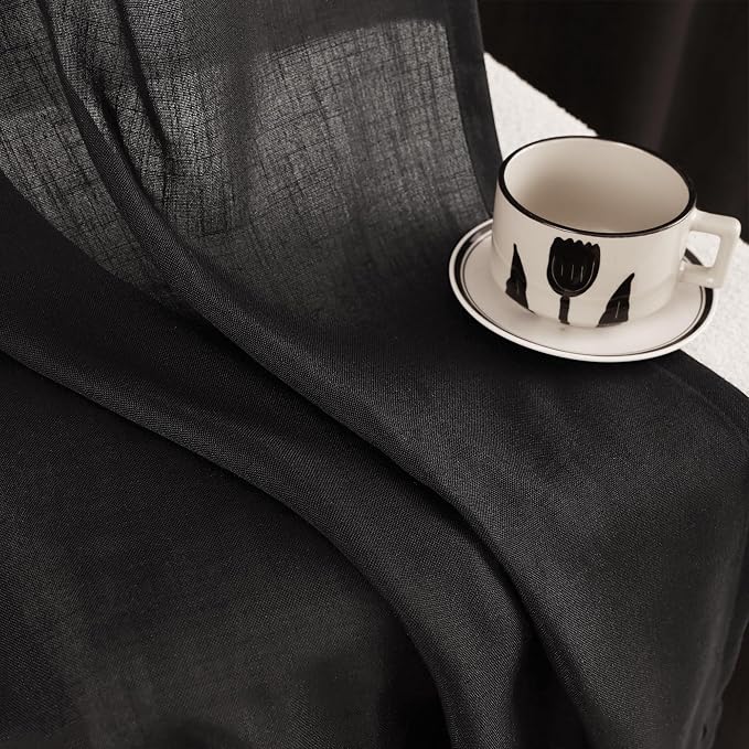 Black Linen Curtains 120 inches Long - Image 2