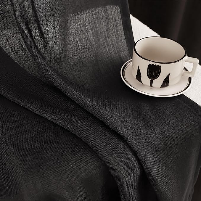 Black Linen Curtains 84 inches Long - Image 2