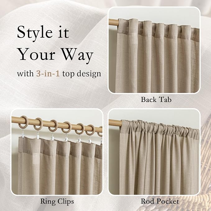 MYSKY HOME Taupe Curtains 96 Inches Long - Image 4