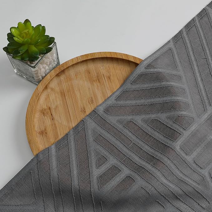 Simplebrand Semi Sheer Charcoal Grey Curtains 30 Inch Length 2 Panels, - Image 7