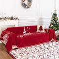 MYSKY HOME Sofa Covers for 2 Cushion Couch L Shaped Couch Cover, Washable Couch Covers with Tassels Boho Couch Cover Non Slip Super Universal Soft Sofa Slipcover for Kids, Dogs, Pets, 71"x102", Red