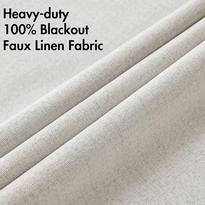 MIULEE Linen Textured Curtains Solid 100% Blackout - Image 5