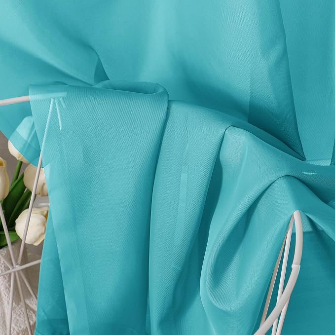 Aiyufeng Turquoise Sheer Curtains 54 Inch Length 2 Panels Set, Light Filtering - Image 7