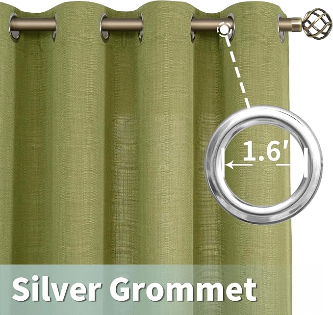 LAMIT Moss Green Linen Curtains 45 inch - Image 5