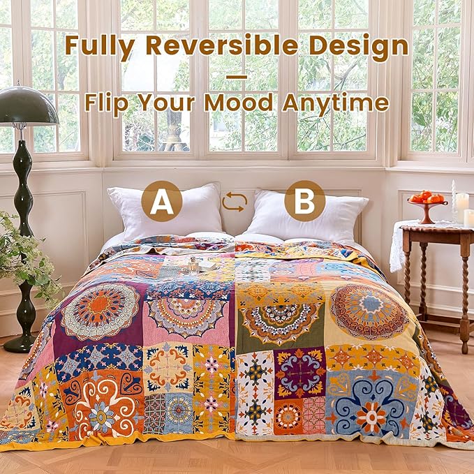 MSGKV Boho Throw Blanket for Couch 50"x60" 100% Cotton Blanket Spring - Image 4