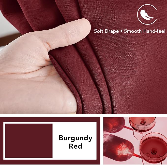 Deconovo Blackout Curtains, Thermal Insulated, W70 x L63 2 Panels, Back Tab - Image 7