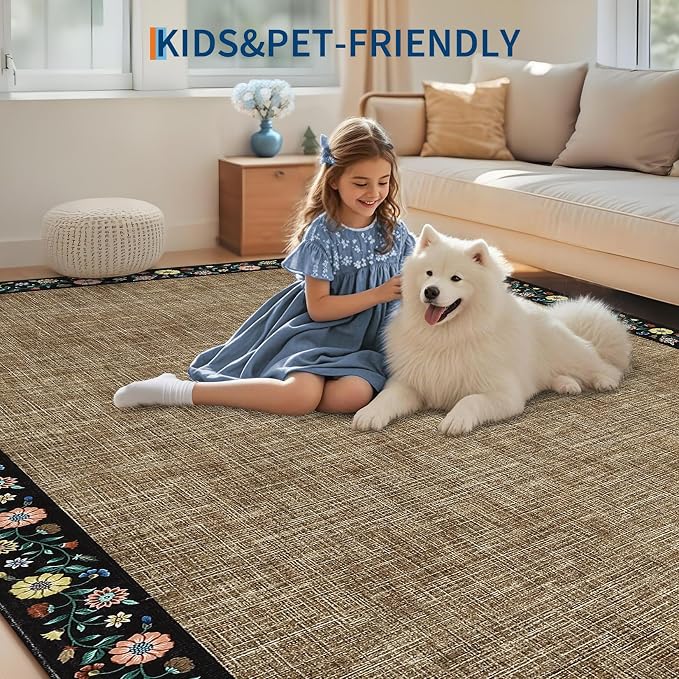 GarveeHome 4x6 Area Rugs for Bedroom Living Room Machine Washable Rugs Floral - Image 7