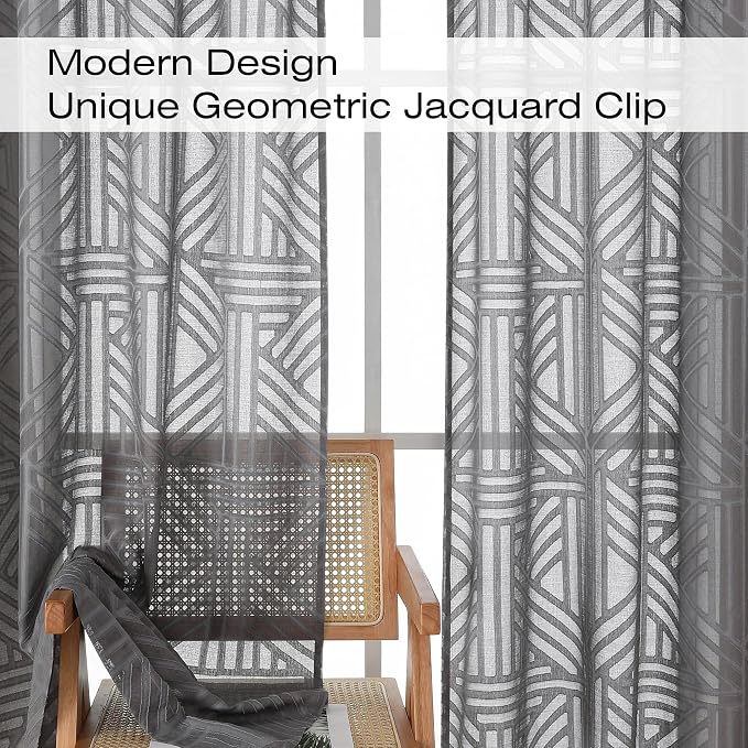 Simplebrand Sheer Charcoal Grey Kitchen Curtains 24 Inch Length Tier Curtains 2 - Image 4