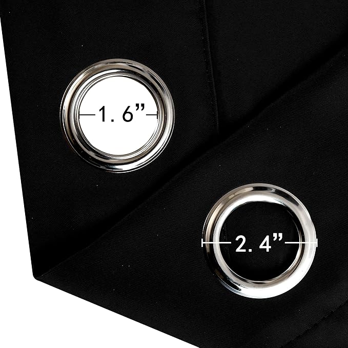 LEMOMO Black Blackout Curtains 42 x 54 Inch Length Set of 2 Panels Grommet - Image 6