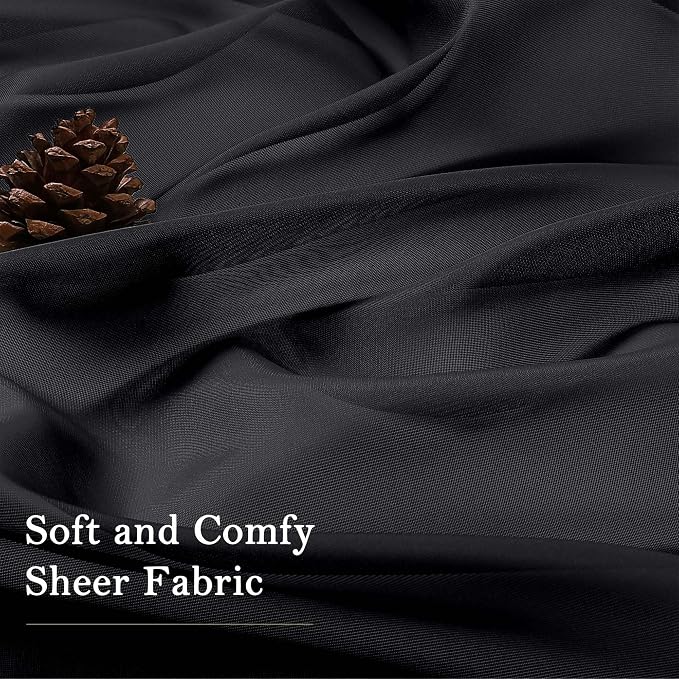Lecloud Black Sheer Curtains 84 Inches Long 2 Panels, Balance Light & Privacy - Image 8
