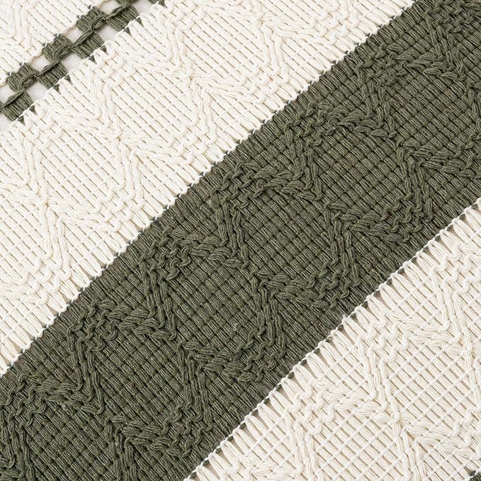 Fancy Homi Set of 1 Boho Olive Green Long Lumbar Decorative Throw Pillow Cover - Image 4