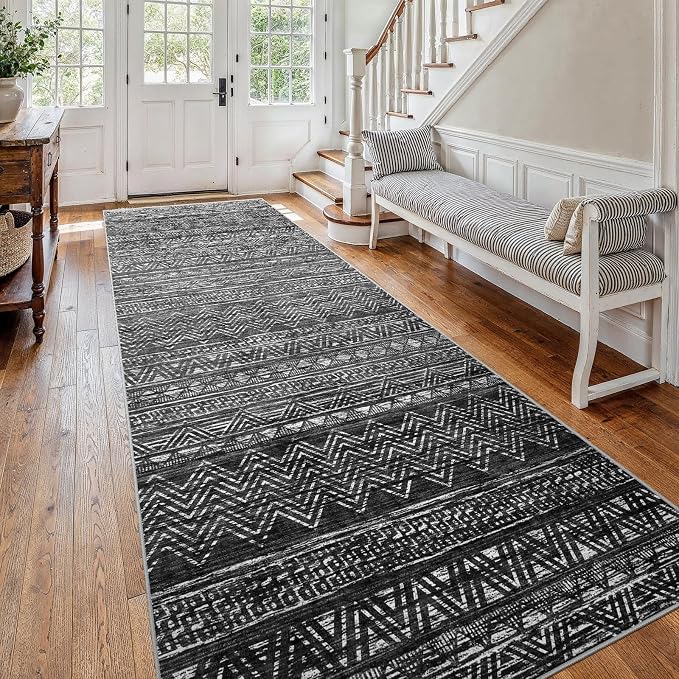 4x12 Washable Hallway Runner Rug：Moroccan Non-Slip Wide Runners by Ksrau