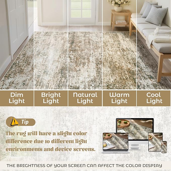 6x9 Area Rugs for Living Room, Washable Modern Abstract Large Area Rug Neutral - Image 8