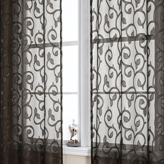 OWENIE Furman Chocolate Sheer Curtains 72 inches Long by OWENIE