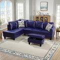 NicBex Sectional Couch 3 Pieces Sofa Set with Right Chaise Faux Leather L Shaped Cloud Couch for Living Room Furniture Sets with Storage Ottoman, Modular Sofa for Living Room & Apartment, Indigo