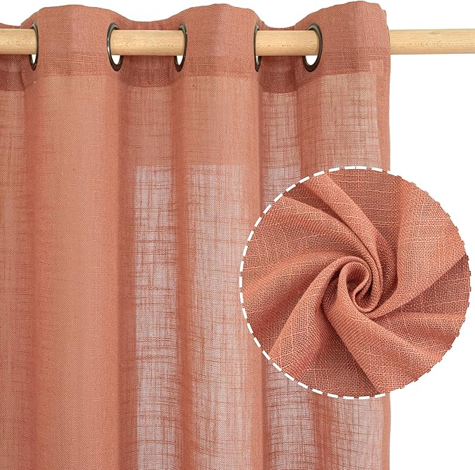 LAMIT Terracotta Linen Curtains 72 Inches Long - Image 2