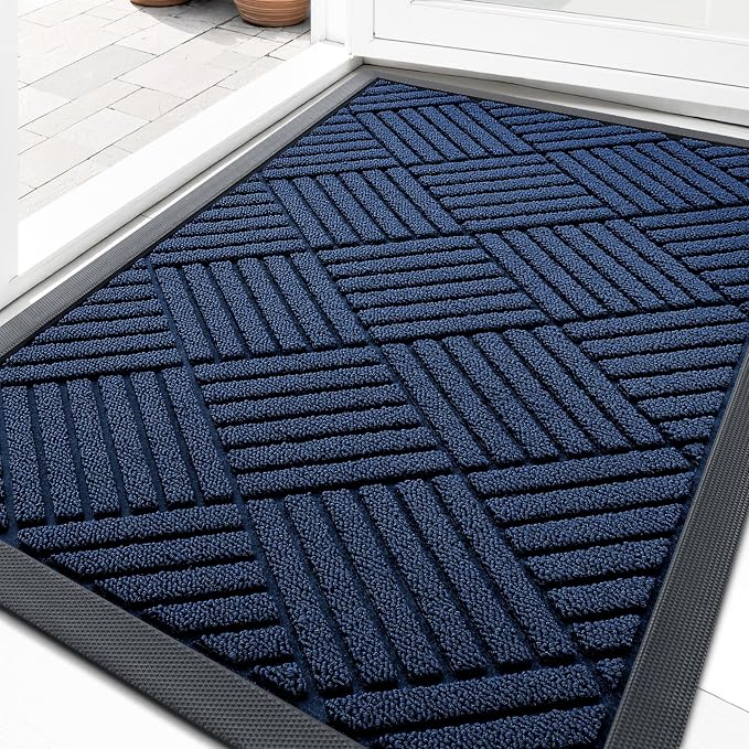OLANLY Front Door Mat Outside Entrance 35x23, Heavy Duty Sturdy Natural Rubber by OLANLY
