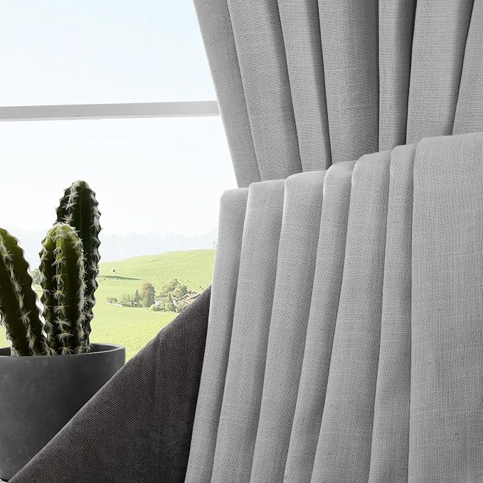 Joydeco Linen Curtains 90 Inch Length, Light Filtering Curtains - Image 8
