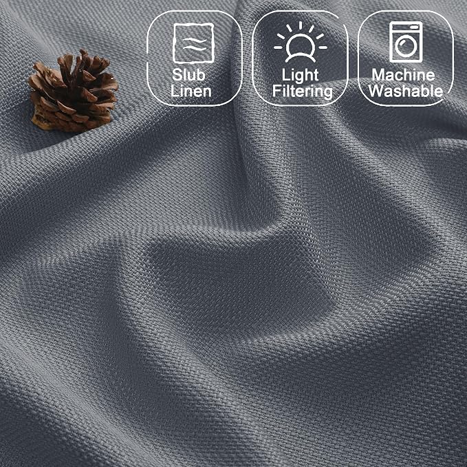 Chyhomenyc Dark Grey Valance for Windows, Light Filtering Faux Linen Decorative - Image 4