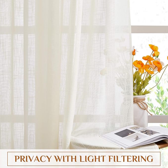 NICETOWN Linen Sheer Curtains and Drapes - Image 5