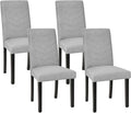 VECELO Upholstered Dining Chairs Set of 4, Fabric Wood Legs High Back for Kitchen Living Room, Light Gray