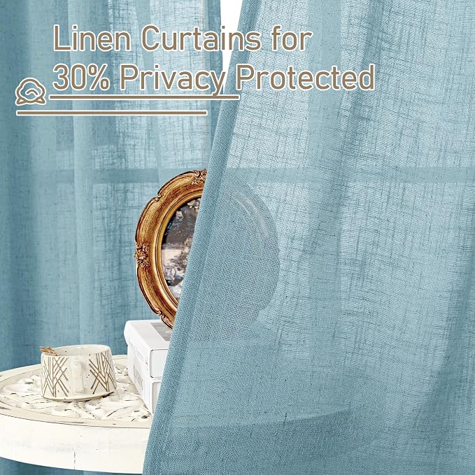 LAMIT Sheer Linen Curtains 63 Inch - Image 5