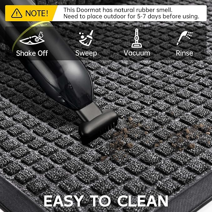 Sturdy Front Door Mat Outside Entrance, 6' x 2' All-Season All-Weather Doormat Waterproof, Stain and Fade Resistant, Natural Rubber Indoor Outdoor Welcome Door Mat Trap Dirt
