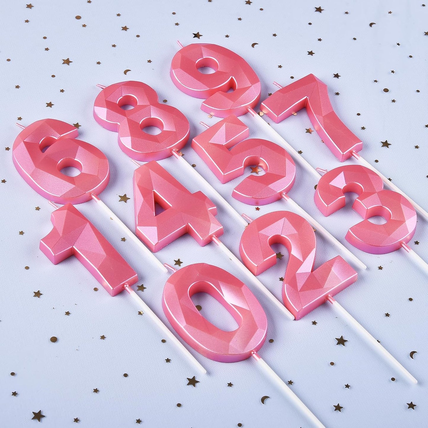 PHD CAKE 2.76 Inch Crystal Pink 3 Number Birthday Candles, Pink Number Candles, Cake Number Candles, Party Celebration