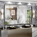 Hasipu Black Bathroom Mirror 59x39 Inch Rounded Rectangle Vanity Mirror Metal Framed Wall Mirrors Anti-Rust Surface Mount (Horizontal/Vertical)