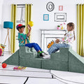 Yourigami Kids and Toddler Play Gym, Playroom Couch Set, Durable Modular Design, Green Meadows