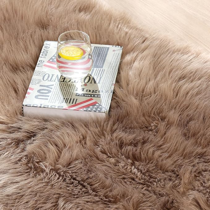 ORINOVA Beige Faux Fuzzy Area Rugs - Image 5