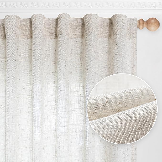 MYSKY HOME 90 Inches Long Linen Curtains by MYSKYHOME