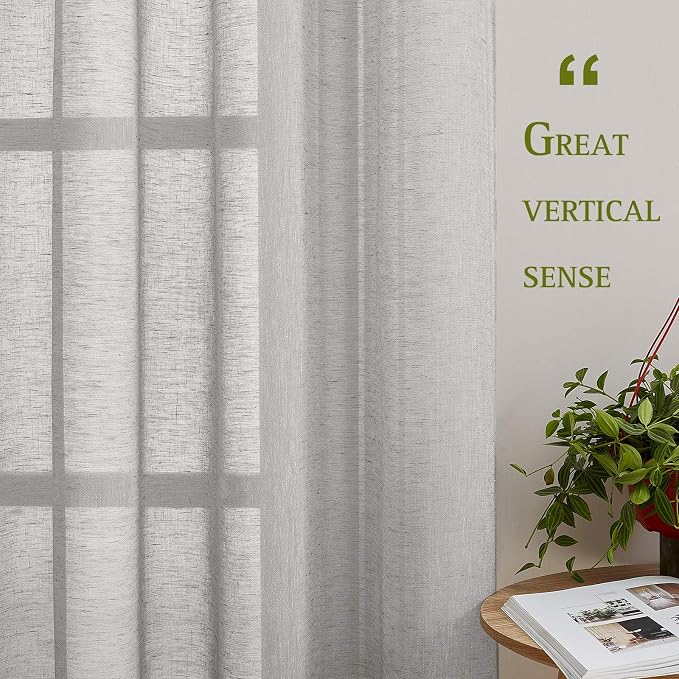 NICETOWN Patio Curtain for Sliding Door W100 x L84, Extra Wide Grommet Linen - Image 4