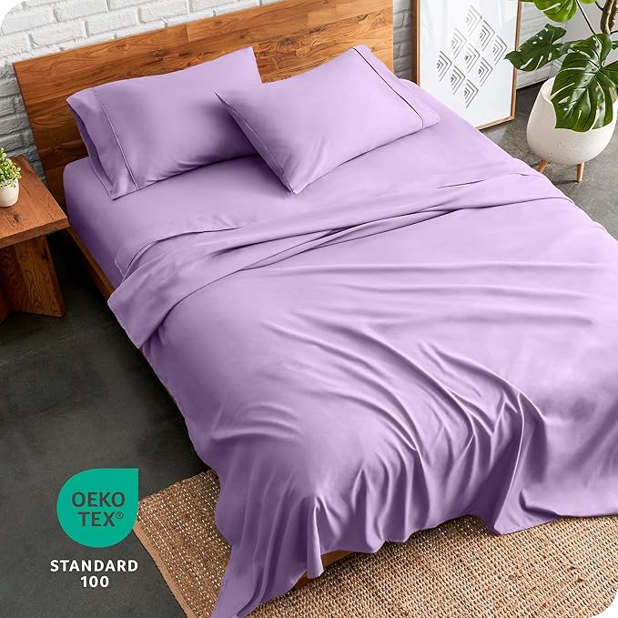 Bare Home Full XL Sheet Set - Luxury 1800 Ultra-Soft Microfiber Full Extra Long Bed Sheets - Double Brushed - Deep Pockets - Easy Fit - 4 Piece Set - Bedding Sheets & Pillowcases (Full XL, Lavender)