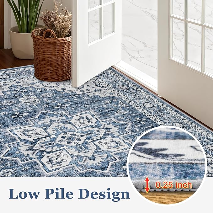 Area Rugs 10x14 Living Room Rug: Washable Rug Soft Vintage Boho Medallion - Image 9