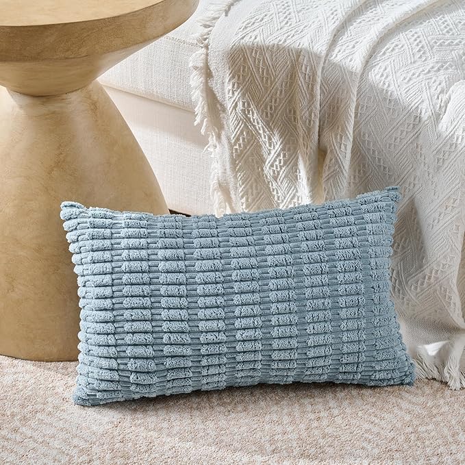 Fancy Homi Set of 4 Blue Long Lumbar Rectangle Decorative Throw Pillow Covers - Image 2